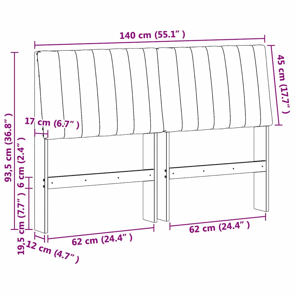 Gepolstertes Kopfteil Schwarz 140 cm Massives Kiefernholz