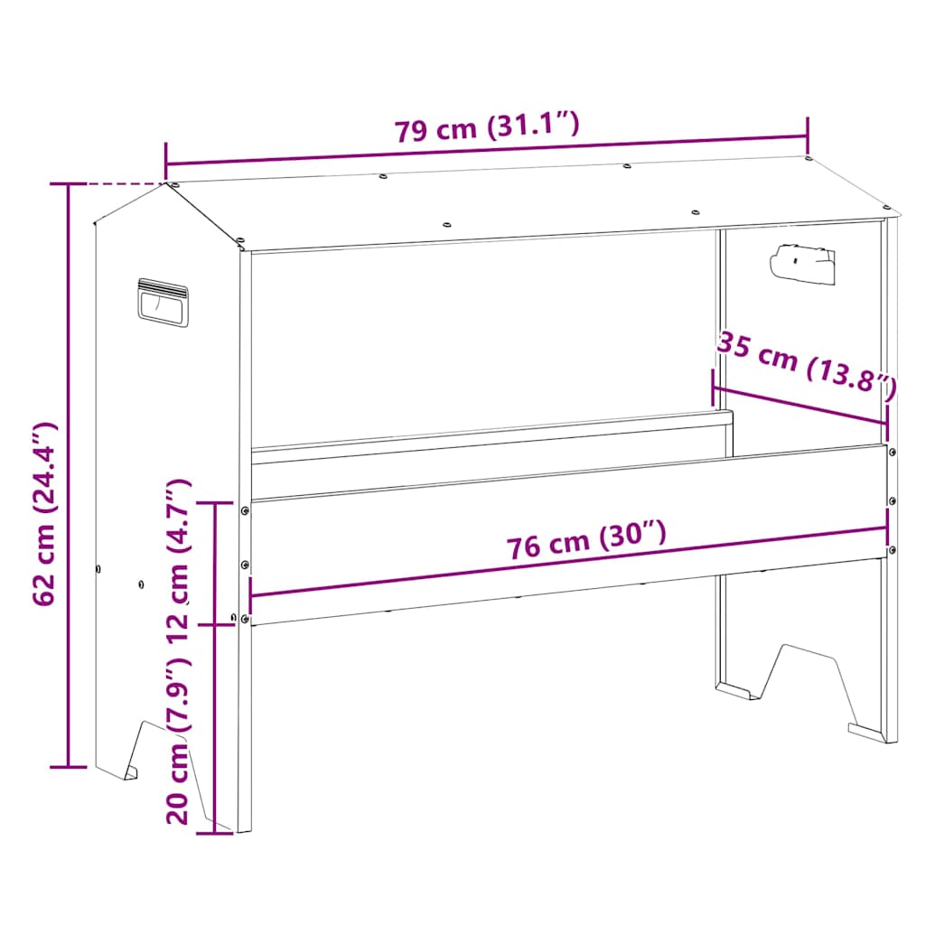 Futtertröge für Nutztiere Silber 79 x 35 x 62 cm 15 kg