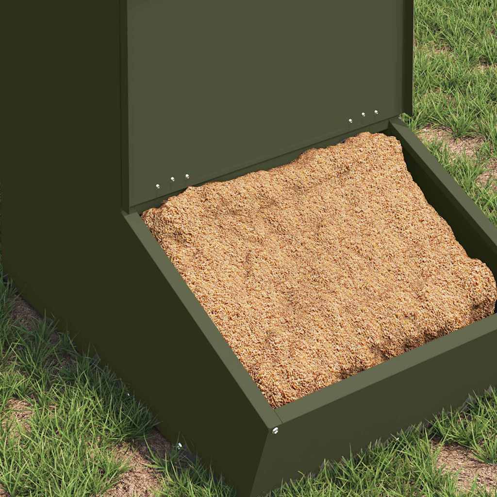 Schweinfutterspender Olivgrün 55 x 38 x 76 cm 20 kg