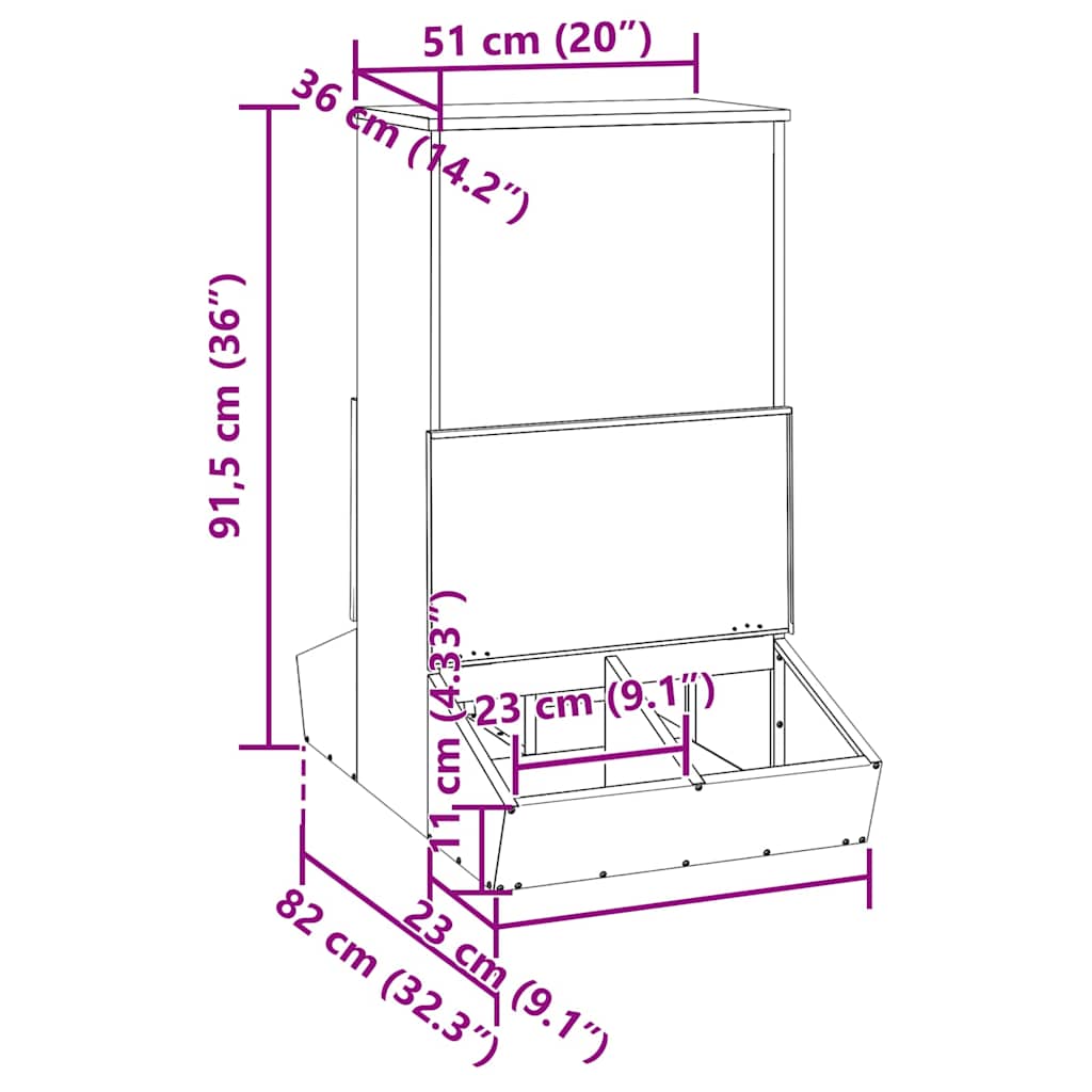 Schweinfutterspender Schwarz 82 x 51 x 91,5 cm 20 kg