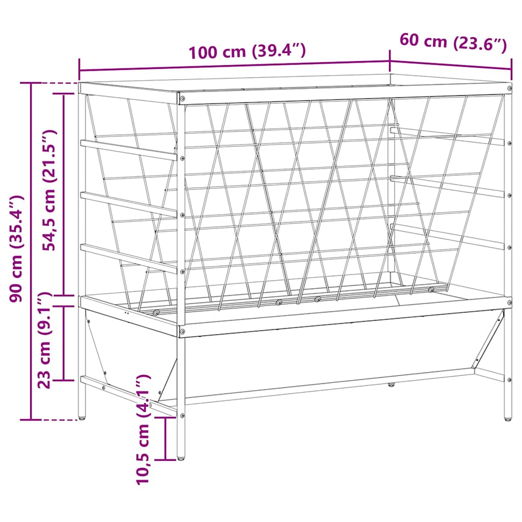 Viehfutterspender Schwarz 100 x 60 x 90 cm 15 kg