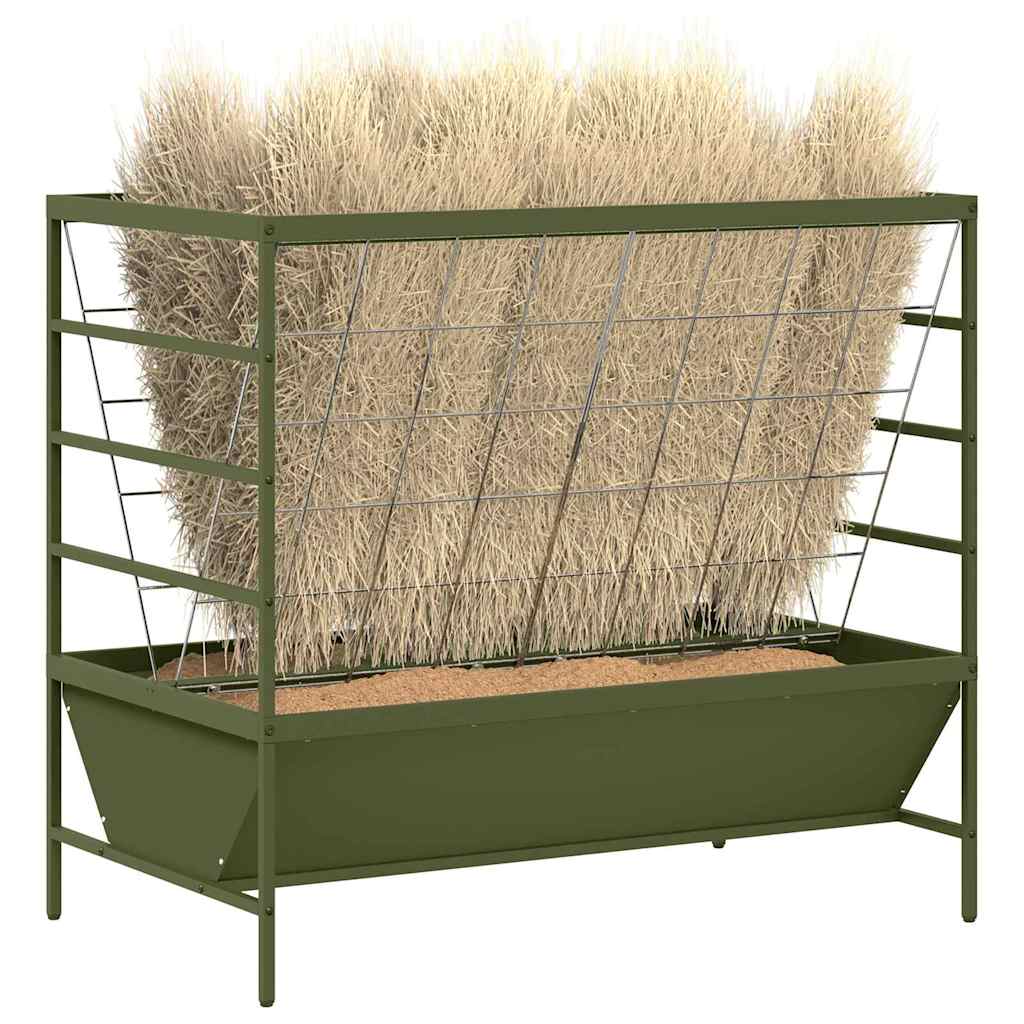 Viehfutterspender Olivgrün 100 x 60 x 90 cm 15 kg