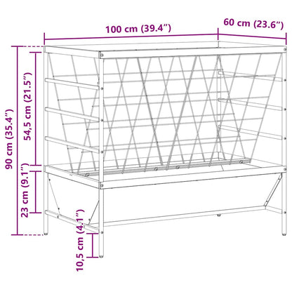 Viehfutterspender Olivgrün 100 x 60 x 90 cm 15 kg