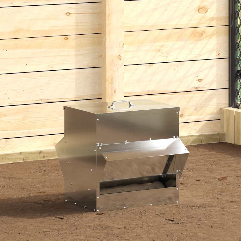 Hühnerfütterer Silber 40,5 x 45 x 41 cm 20 kg Verzinkter Stahl