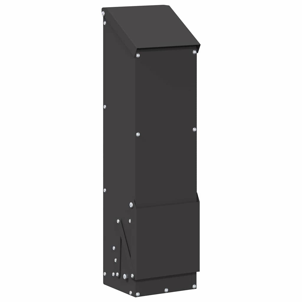 Hühnerfütterer Schwarz 13 x 12 x 51 cm Kaltgewalzter Stahl