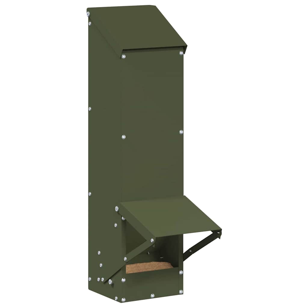 Hühnerfütterer Olive Grün 13 x 12 x 51 cm Kaltgewalzter Stahl