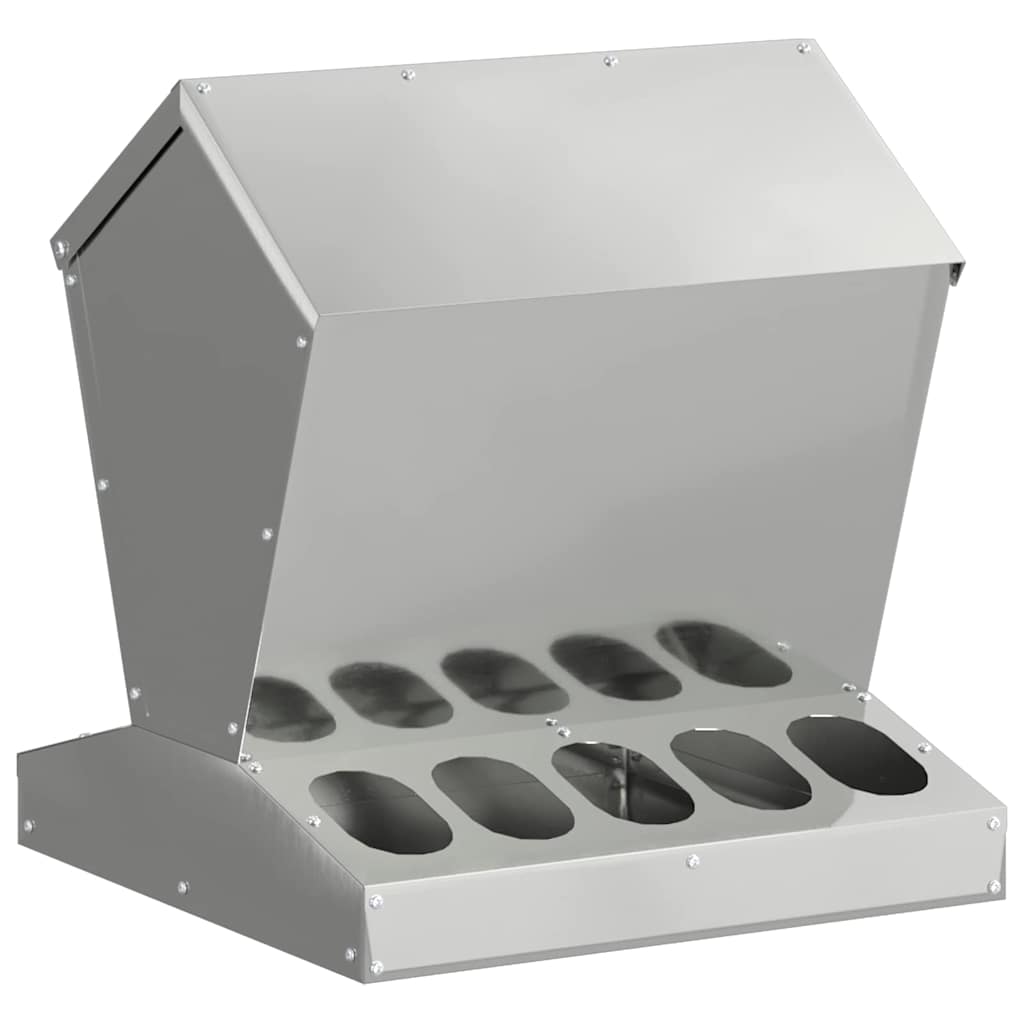 Hühnerfütterer Silber 40 x 40 x 45 cm Verzinkter Stahl