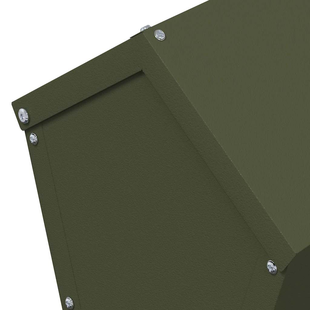 Hühnerfütterer Olive Grün 30 x 30 x 39 cm Kaltgewalzter Stahl
