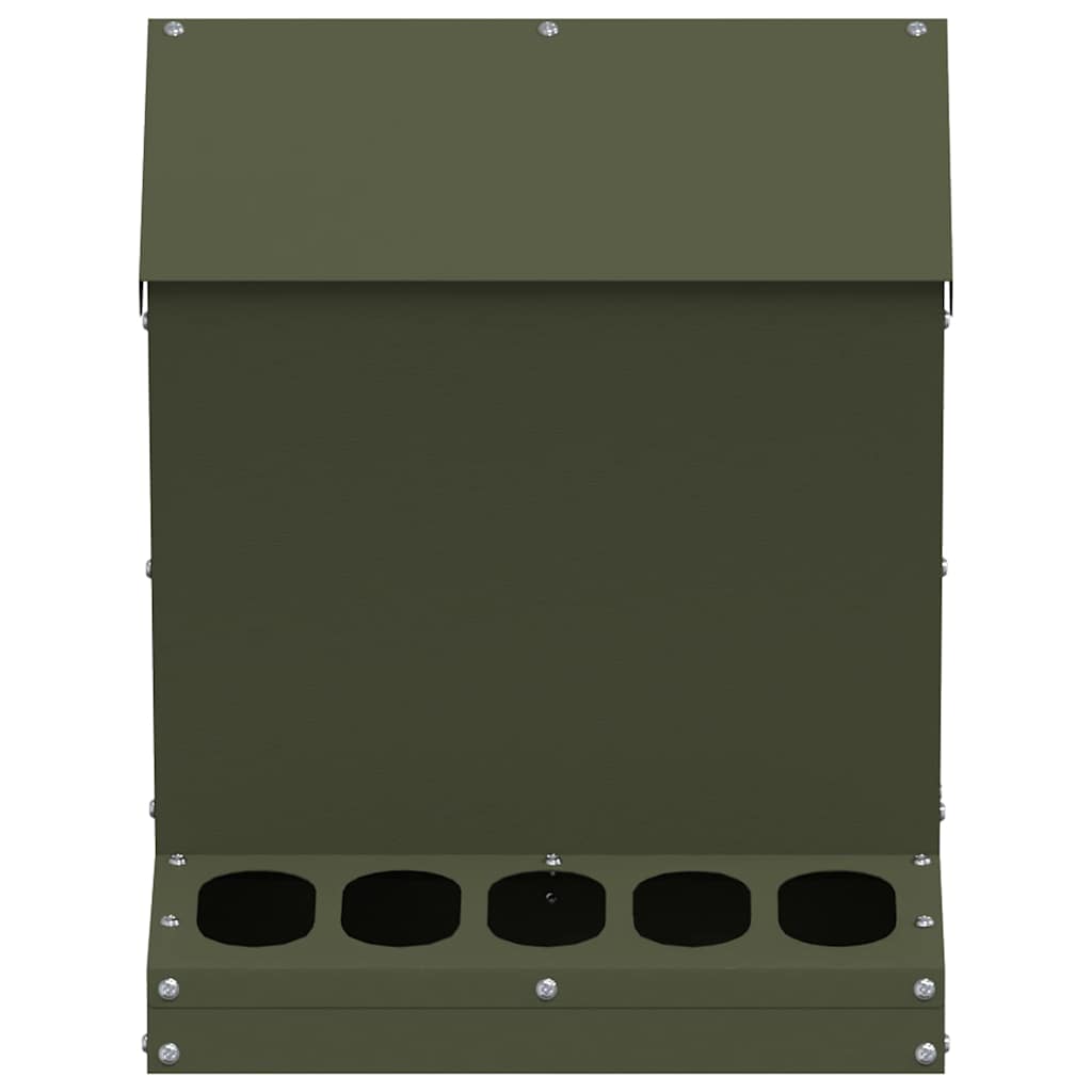 Hühnerfütterer Olive Grün 30 x 30 x 39 cm Kaltgewalzter Stahl