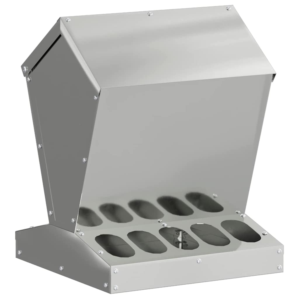 Hühnerfütterer Silber 30 x 30 x 39 cm Verzinkter Stahl