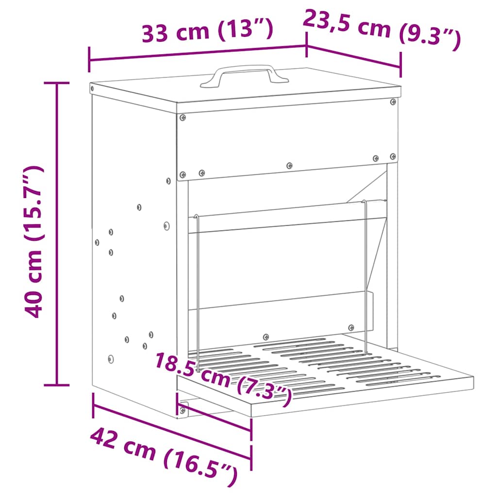 Hühnertretfeeder Schwarz 33 x 42 x 40 cm 10 kg