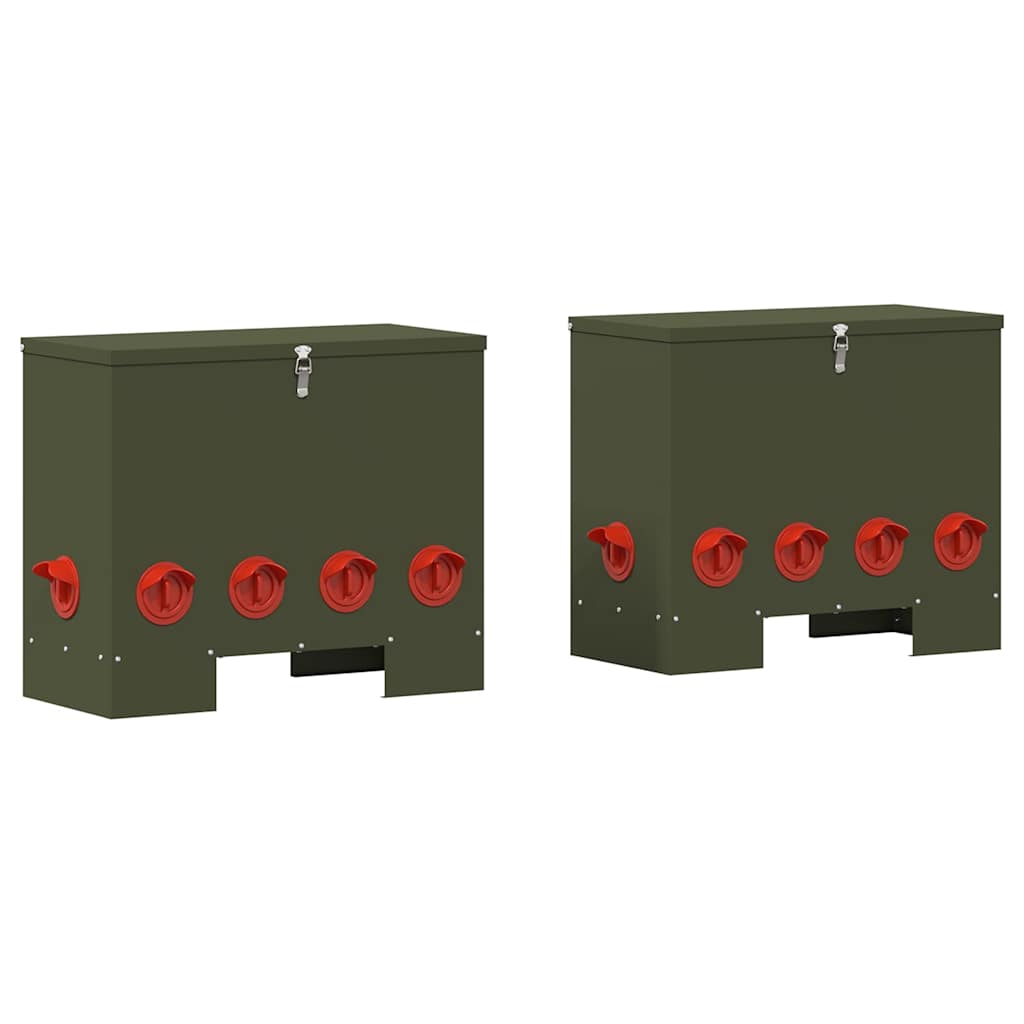 Hühnerfütterer 2 Olivgrün 60,5 x 29 x 51 cm 25 kg