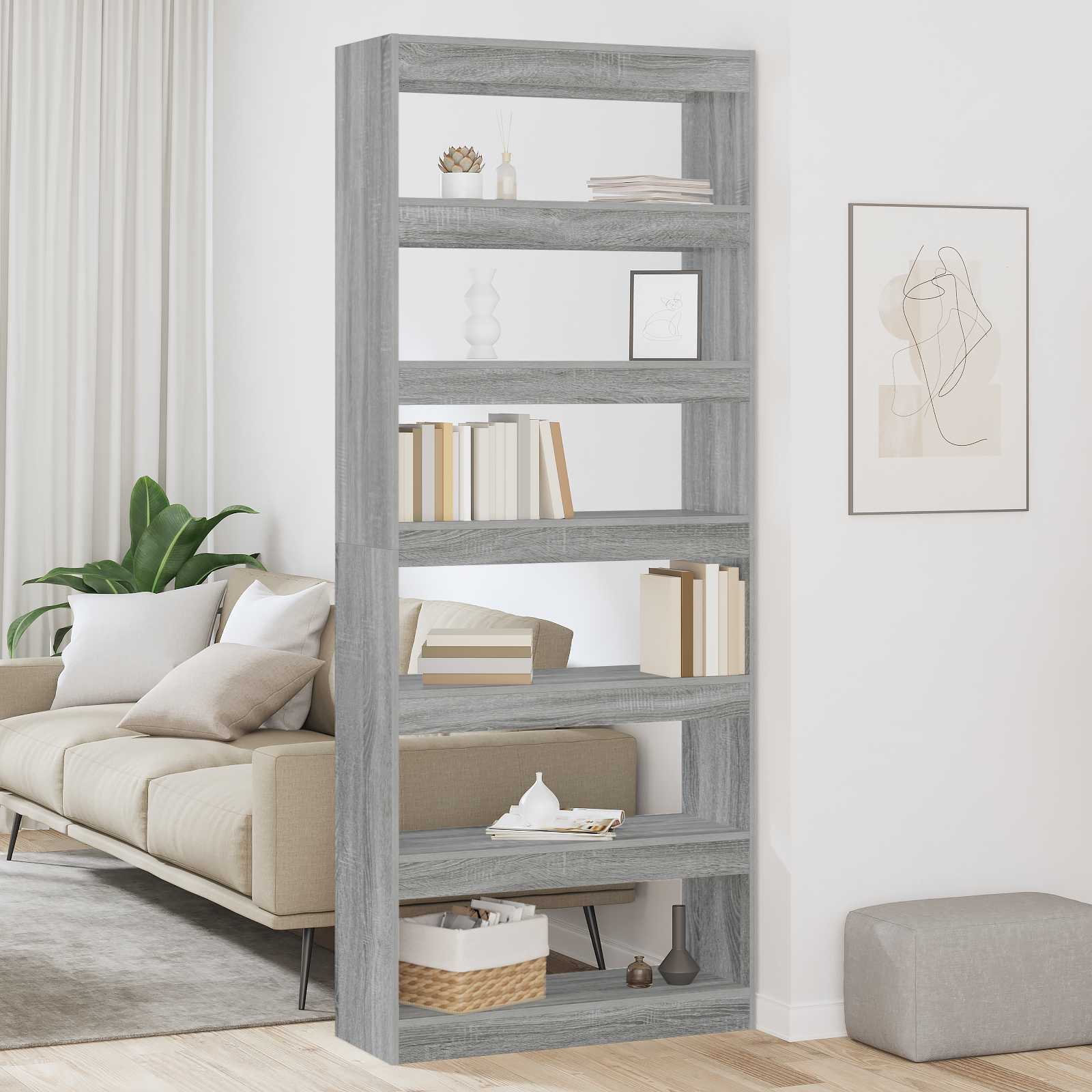 Bücherregal Graues Sonoma 80 x 30 x 198 cm Holzwerkstoff