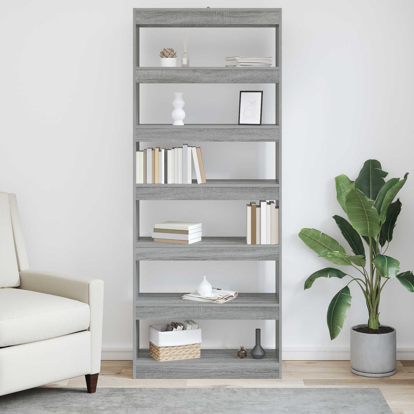Bücherregal Graues Sonoma 80 x 30 x 198 cm Holzwerkstoff
