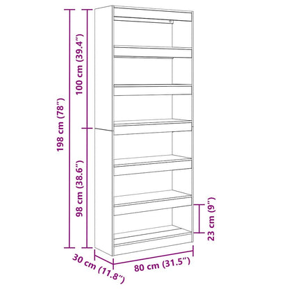 Bücherregal 6 Ebenen 80 x 30 x 198 cm Holzwerkstoff