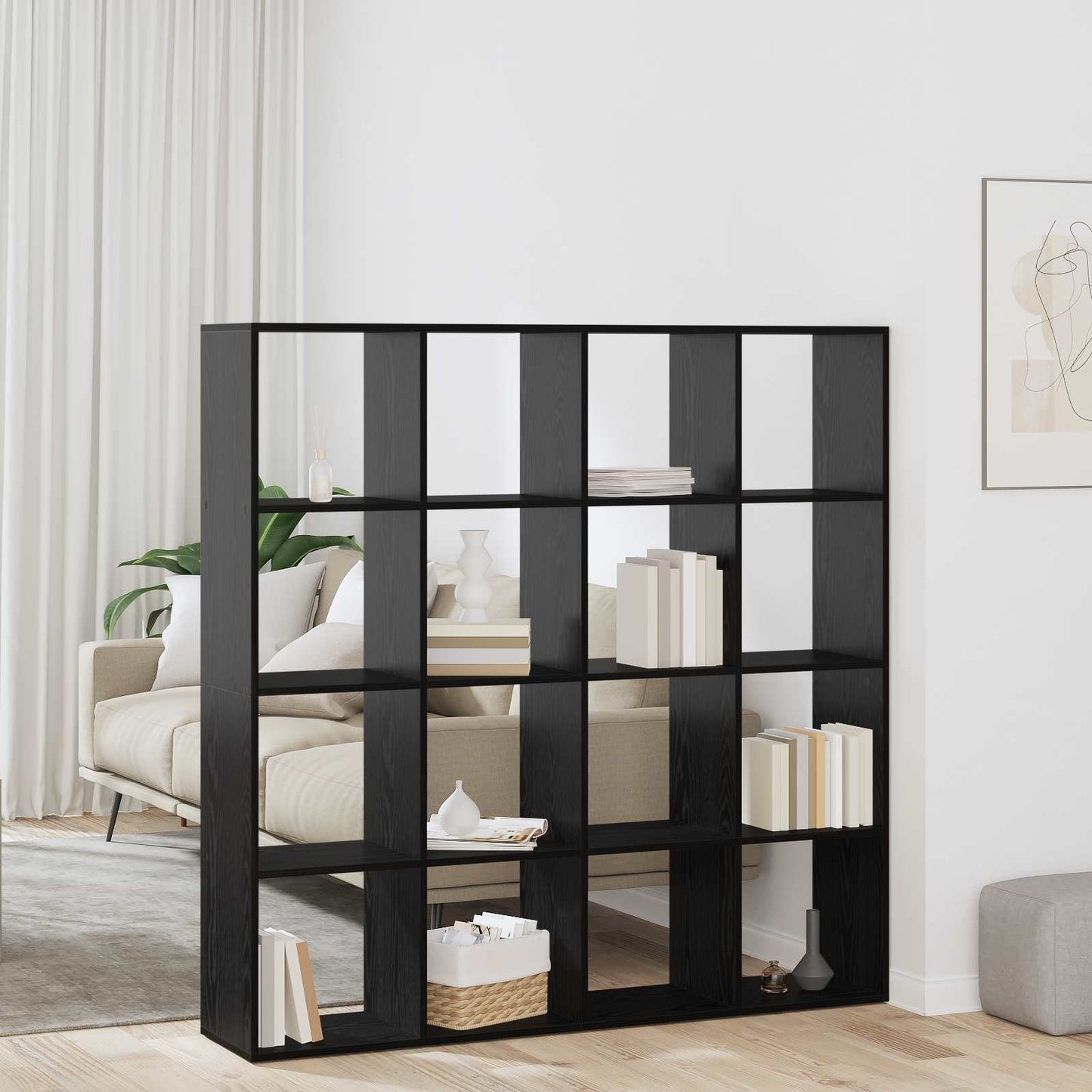 Bücherregal Schwarz Eichen-Optik 137,5 x 29 x 137,5 cm