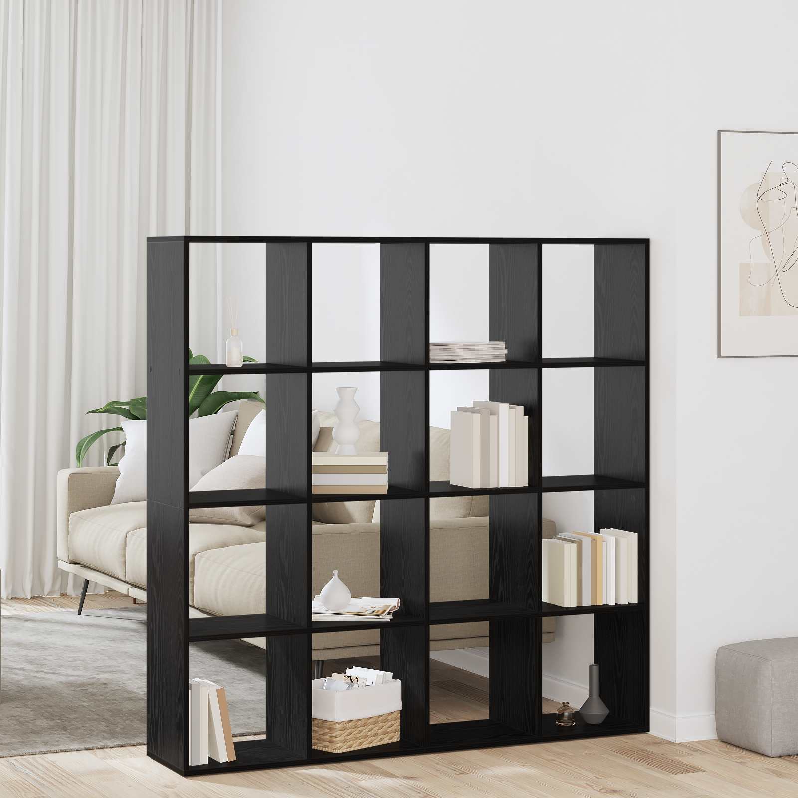 Bücherregal Schwarz Eichen-Optik 137,5 x 29 x 137,5 cm