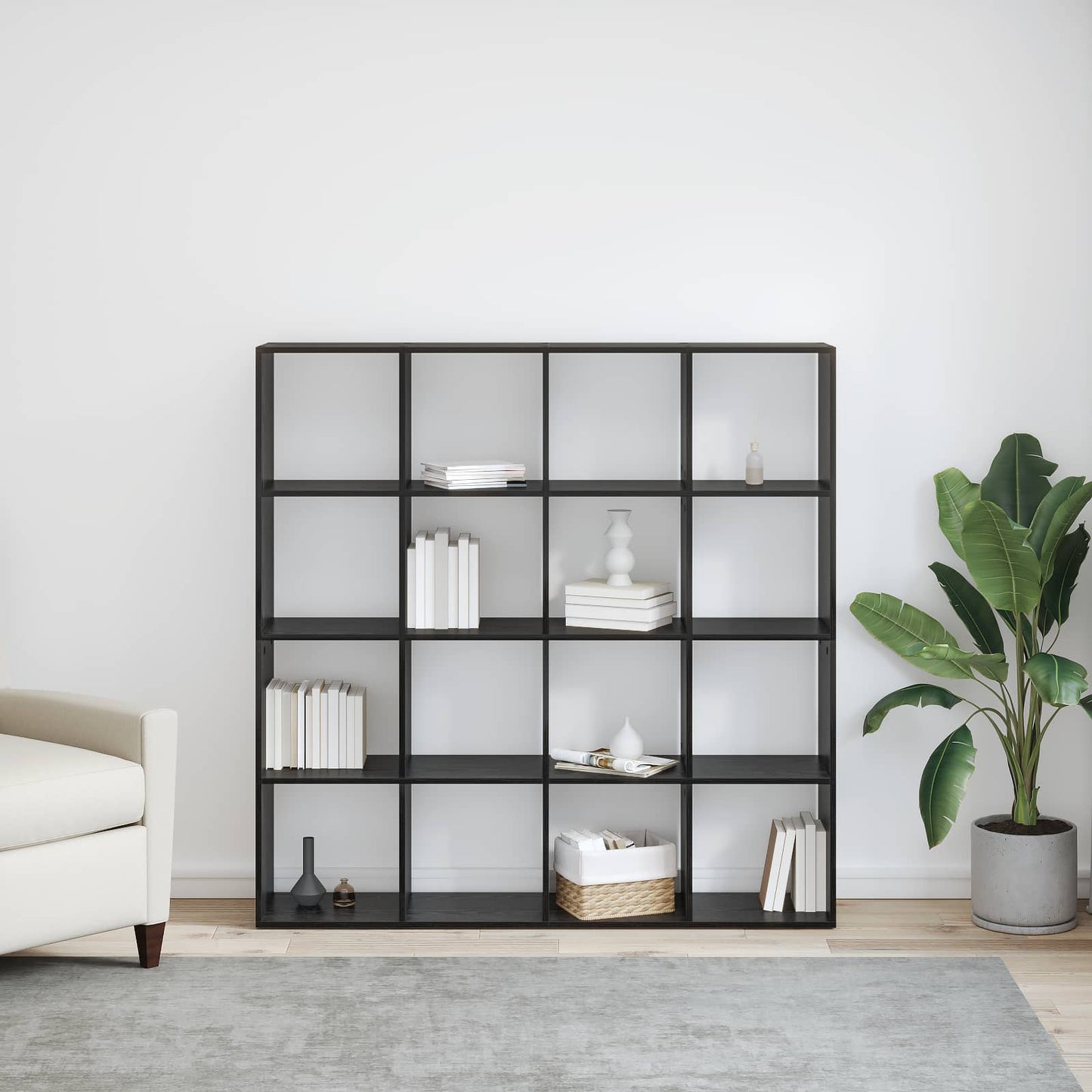 Bücherregal Schwarz Eichen-Optik 137,5 x 29 x 137,5 cm