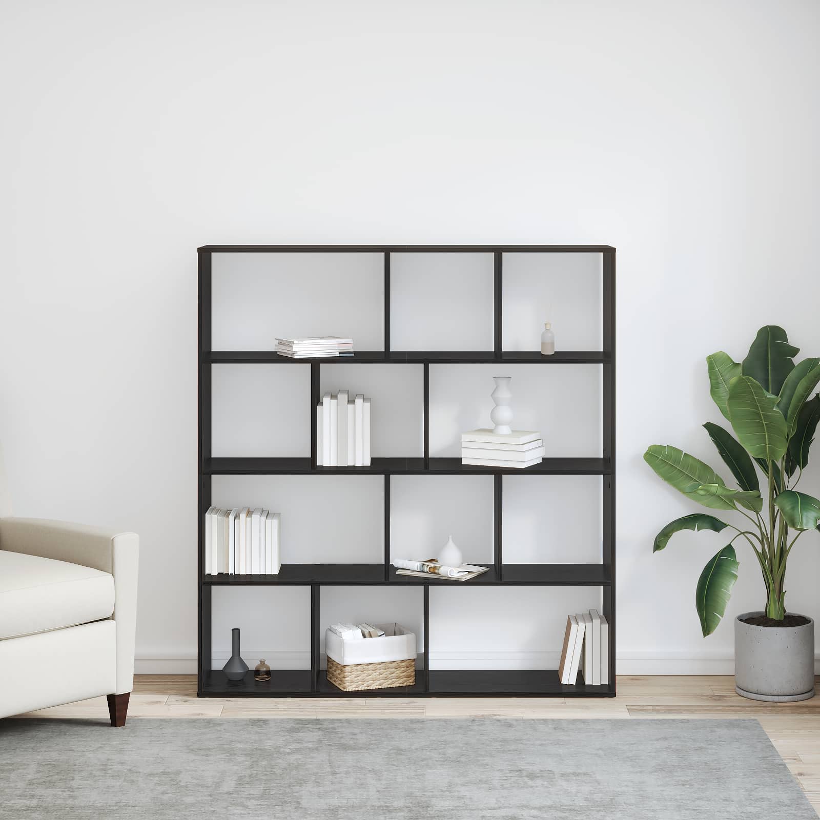 Bücherregal Schwarz Eichen-Optik 132 x 29 x 141,5 cm