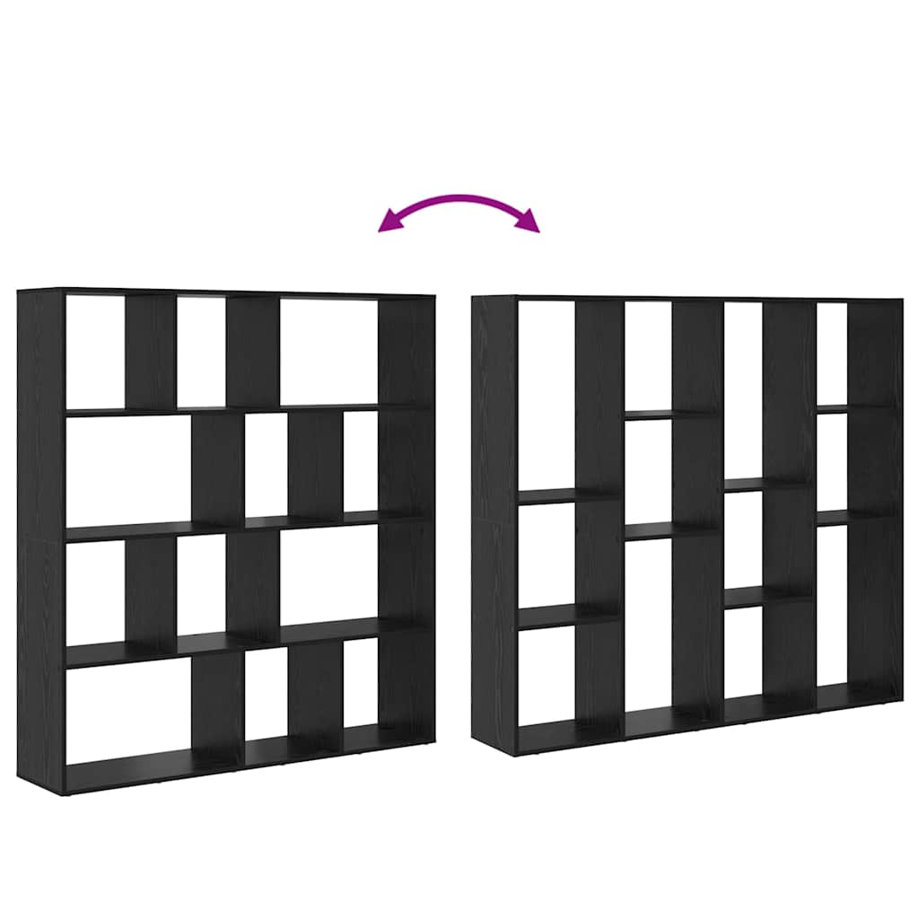 Bücherregal Schwarz Eichen-Optik 132 x 29 x 141.5 cm