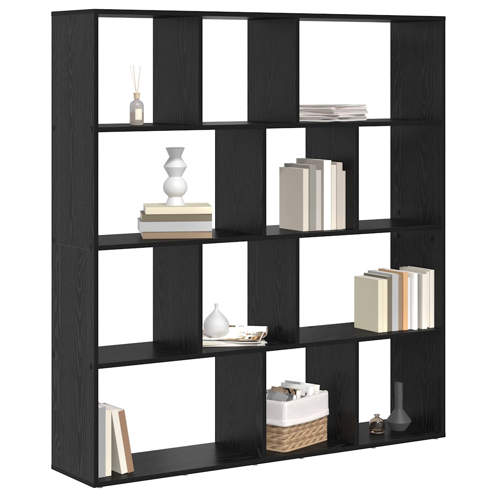 Bücherregal Schwarz Eichen-Optik 132 x 29 x 141,5 cm