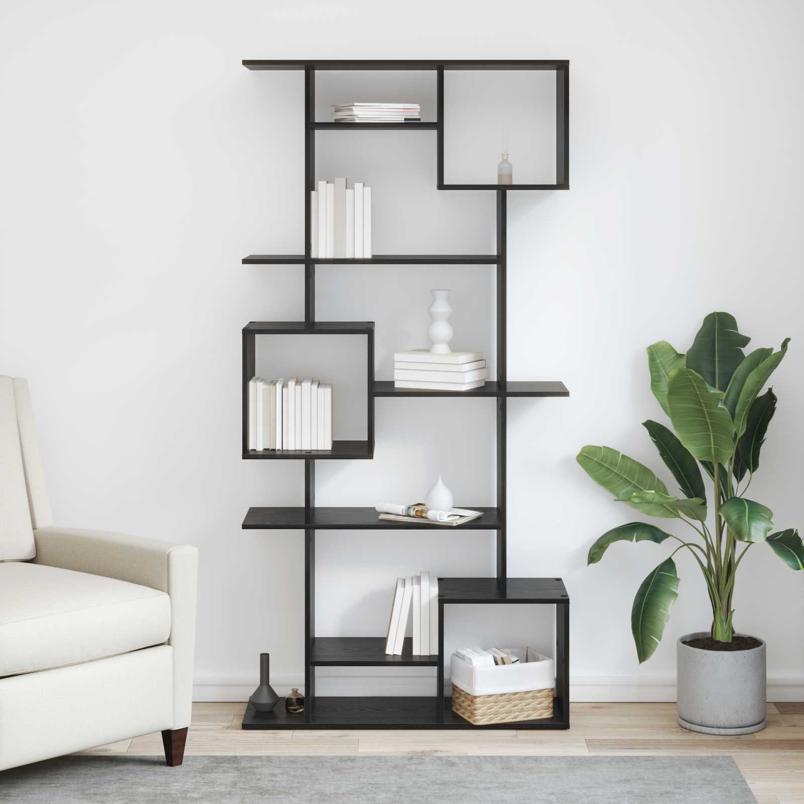 Bücherregal Schwarz Eichen-Optik 92 x 29 x 188 cm Holzwerkstoff