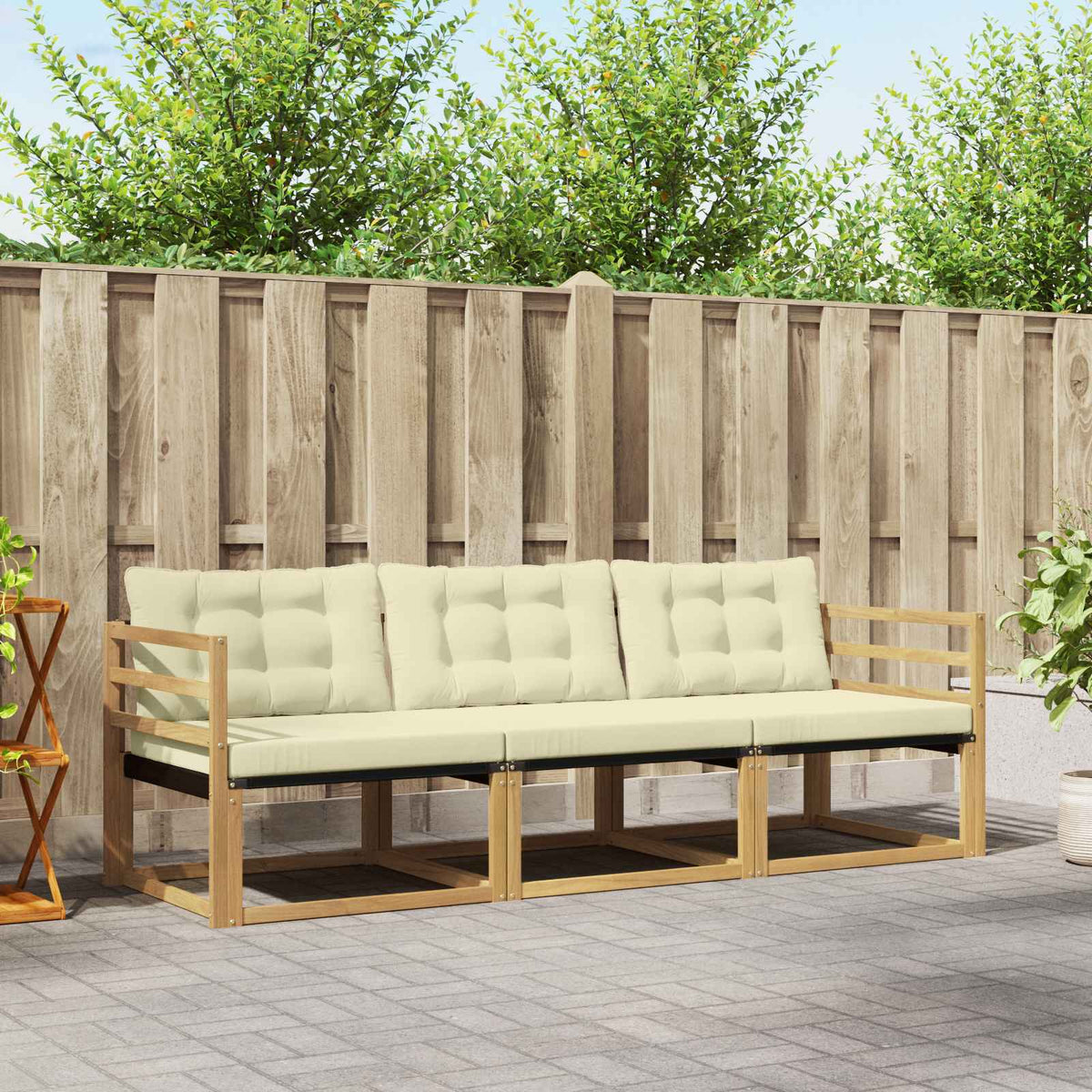 Outdoor-Sofagarnitur 3 stk. Weiß und Creme