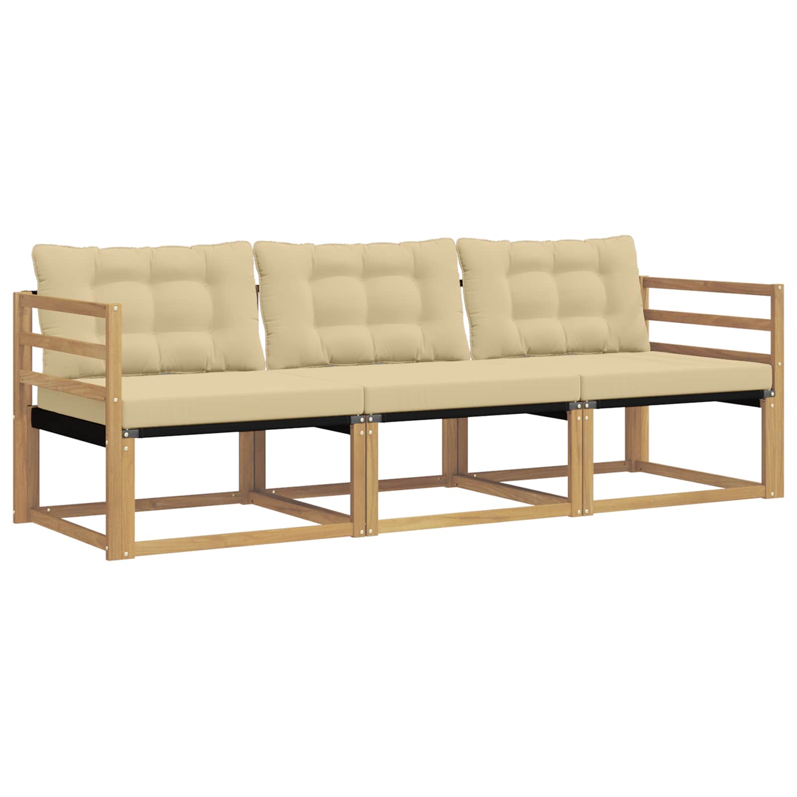 Outdoor-Sofagarnitur mit Kissen 3 pcs Weiß und Beige