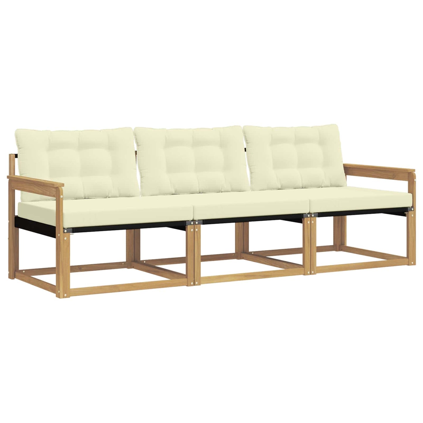 Outdoor-Sofagarnitur mit Kissen 3 pcs Weiß und Creme