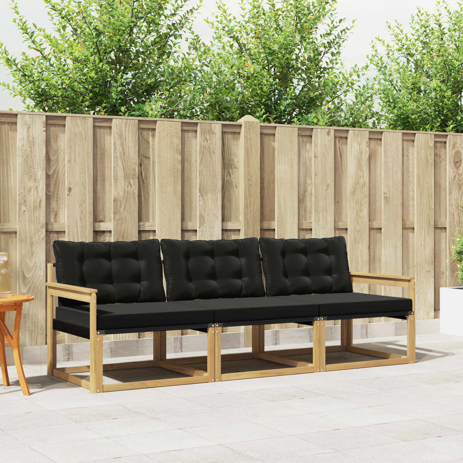 Outdoor-Sofagarnitur mit Kissen 3 pcs Weiß und Schwarz
