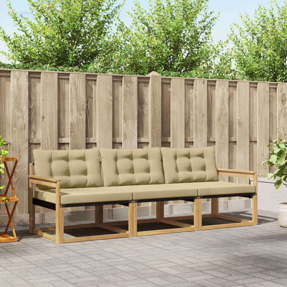 Outdoor-Sofagarnitur 3 stk. Weiß und Beige