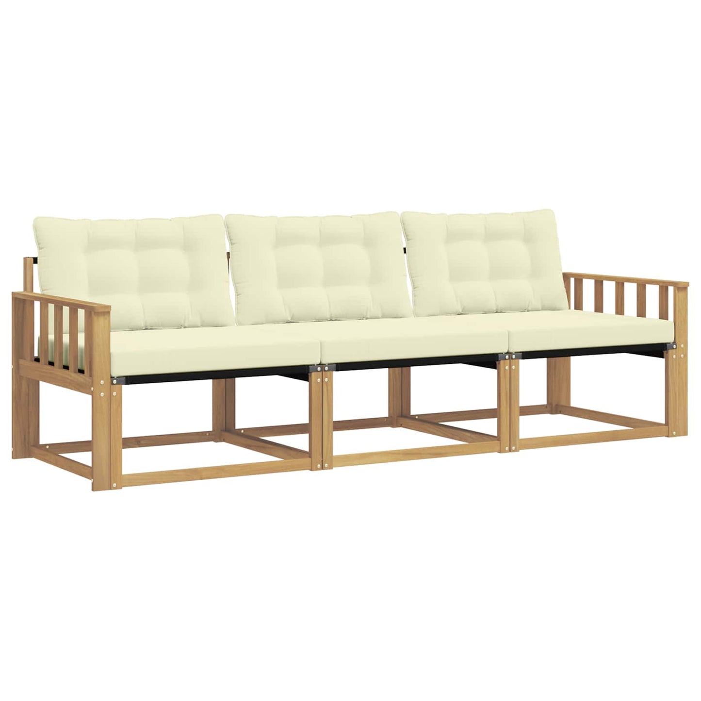 Outdoor-Sofagarnitur mit Kissen 3 pcs Weiß und Creme