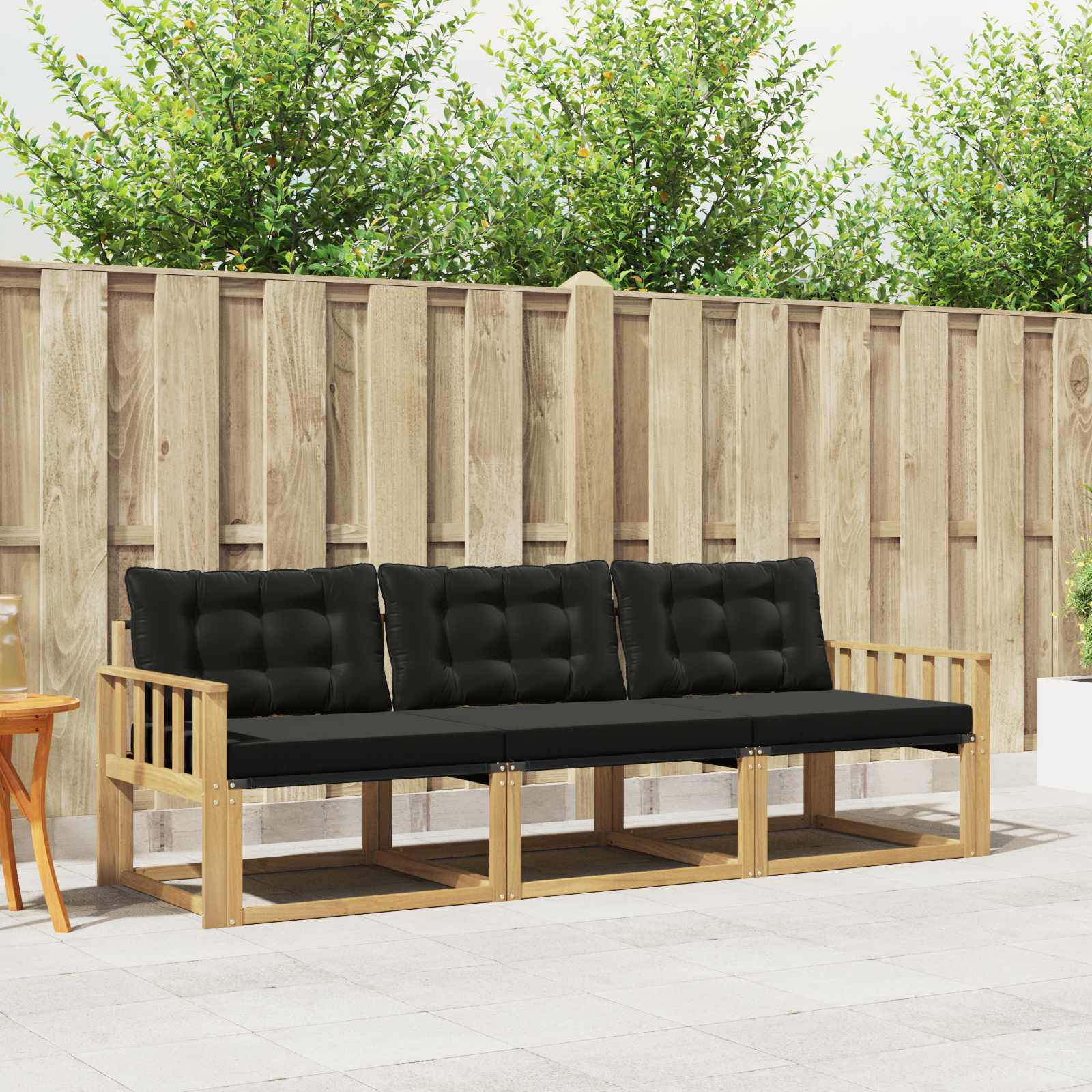 Outdoor-Sofagarnitur mit Kissen 3 pcs Weiß und Schwarz
