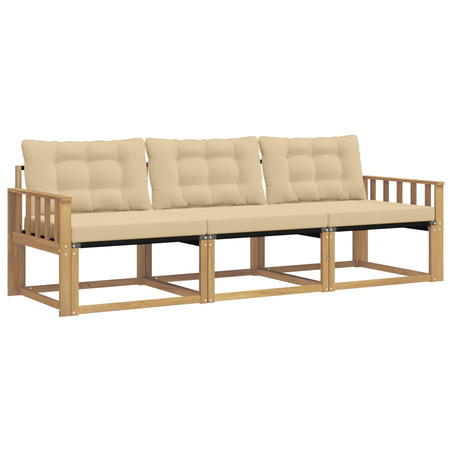 Outdoor-Sofagarnitur mit Kissen 3 pcs Weiß und Beige
