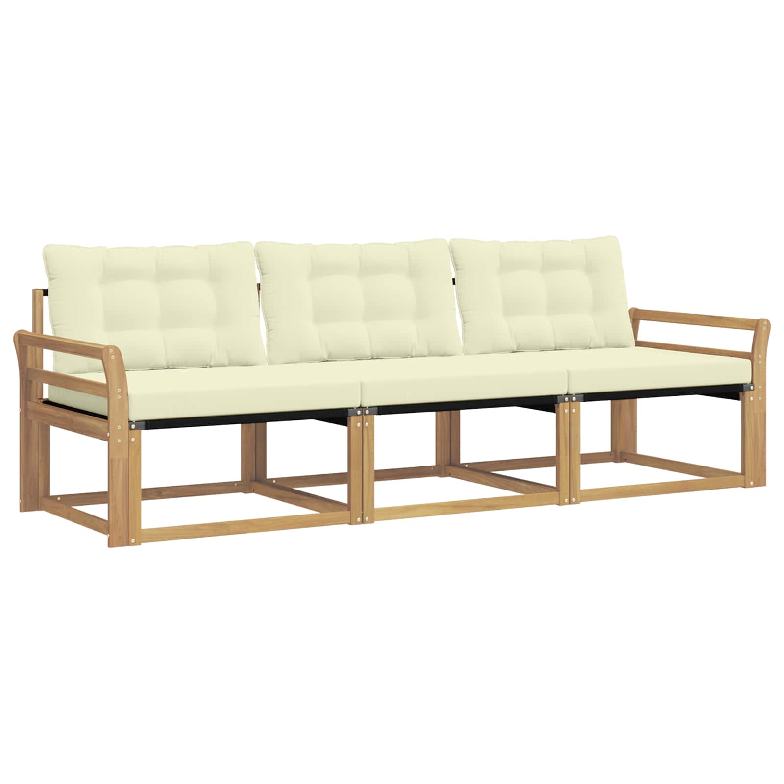 Outdoor-Sofagarnitur mit Kissen 3 pcs Weiß und Creme