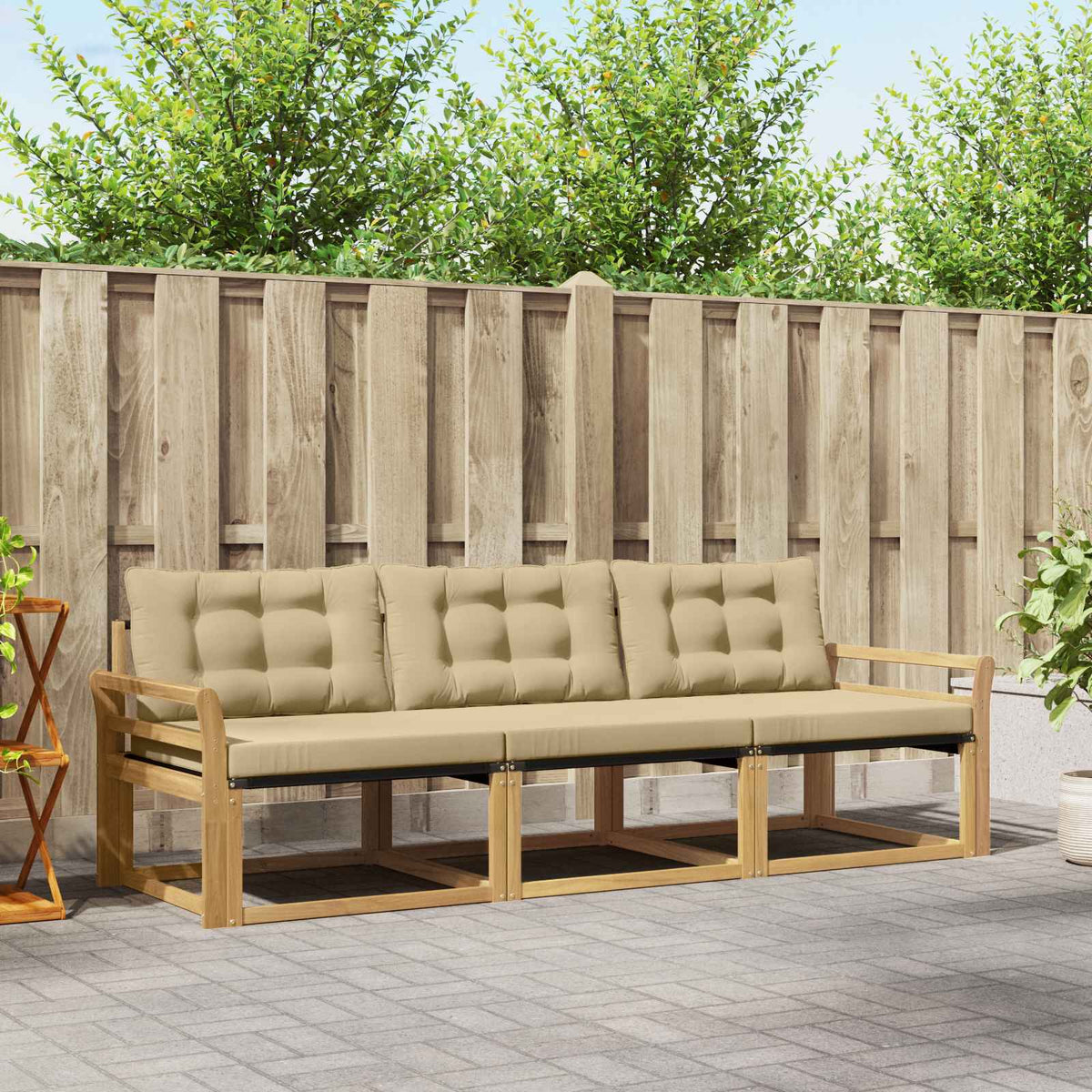 Outdoor-Sofagarnitur 3 stk. Weiß und Beige