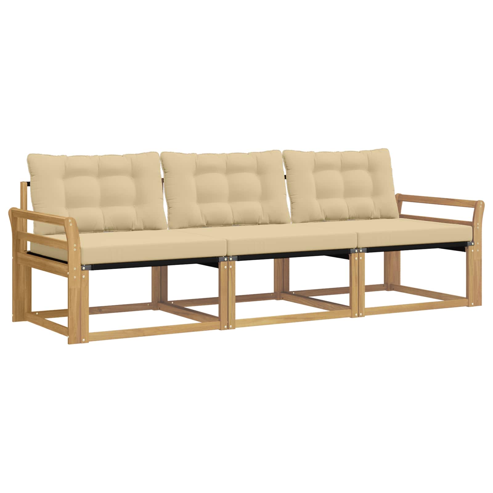Outdoor-Sofagarnitur mit Kissen 3 pcs Weiß und Beige