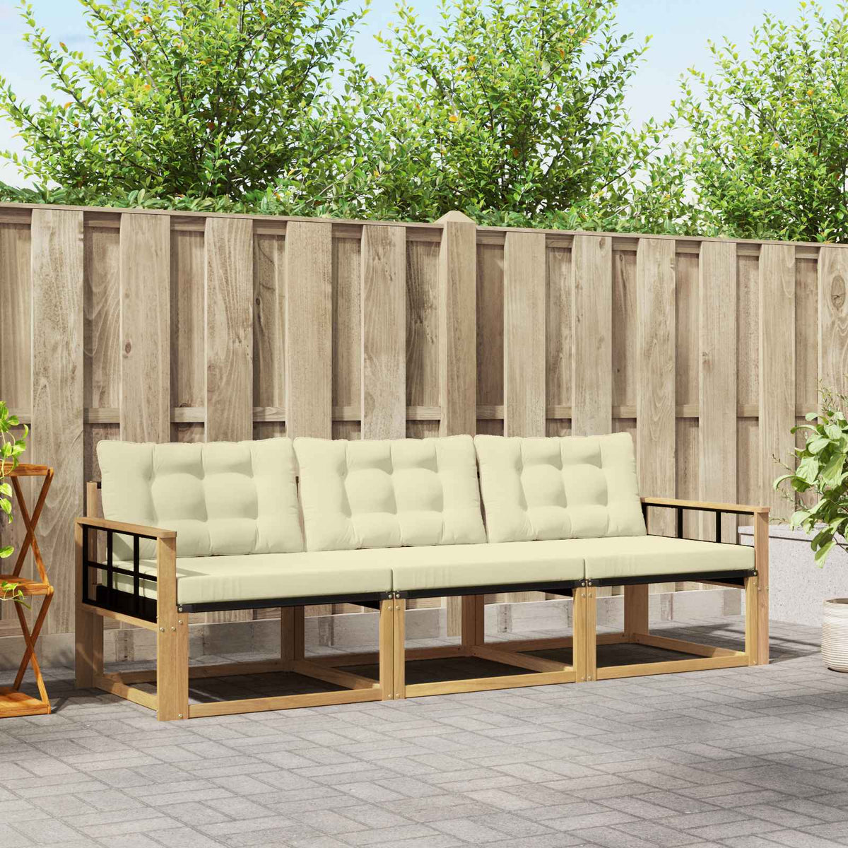 Outdoor-Sofagarnitur 3 stk. Weiß und Creme