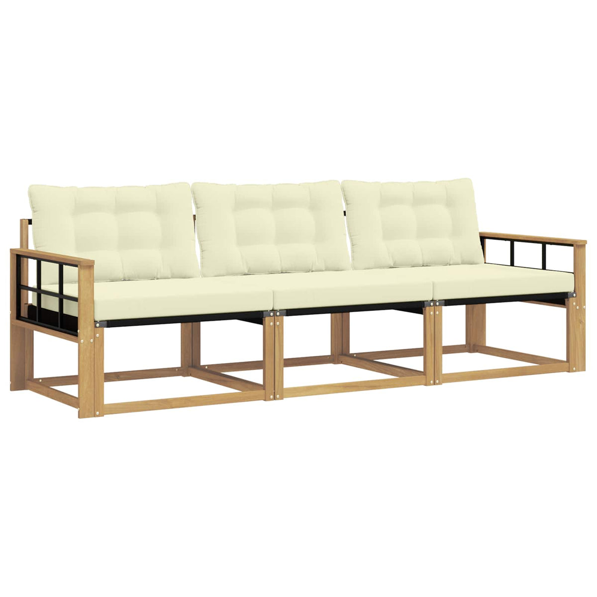 Outdoor-Sofagarnitur 3 stk. Weiß und Creme