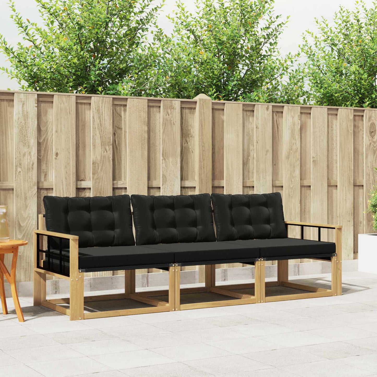 Outdoor-Sofagarnitur mit Kissen 3 pcs Weiß und Schwarz