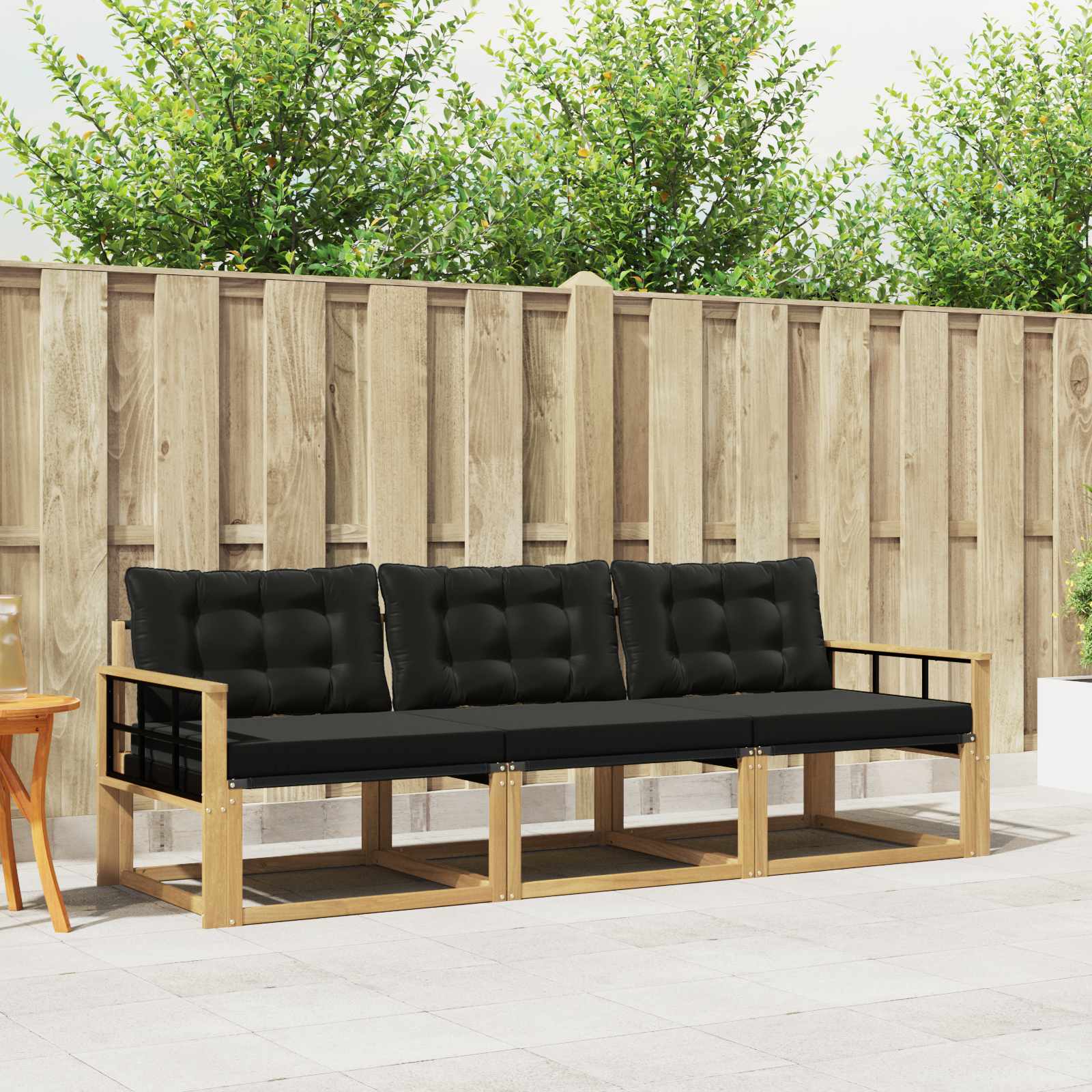 Outdoor-Sofagarnitur mit Kissen 3 pcs Weiß und Schwarz