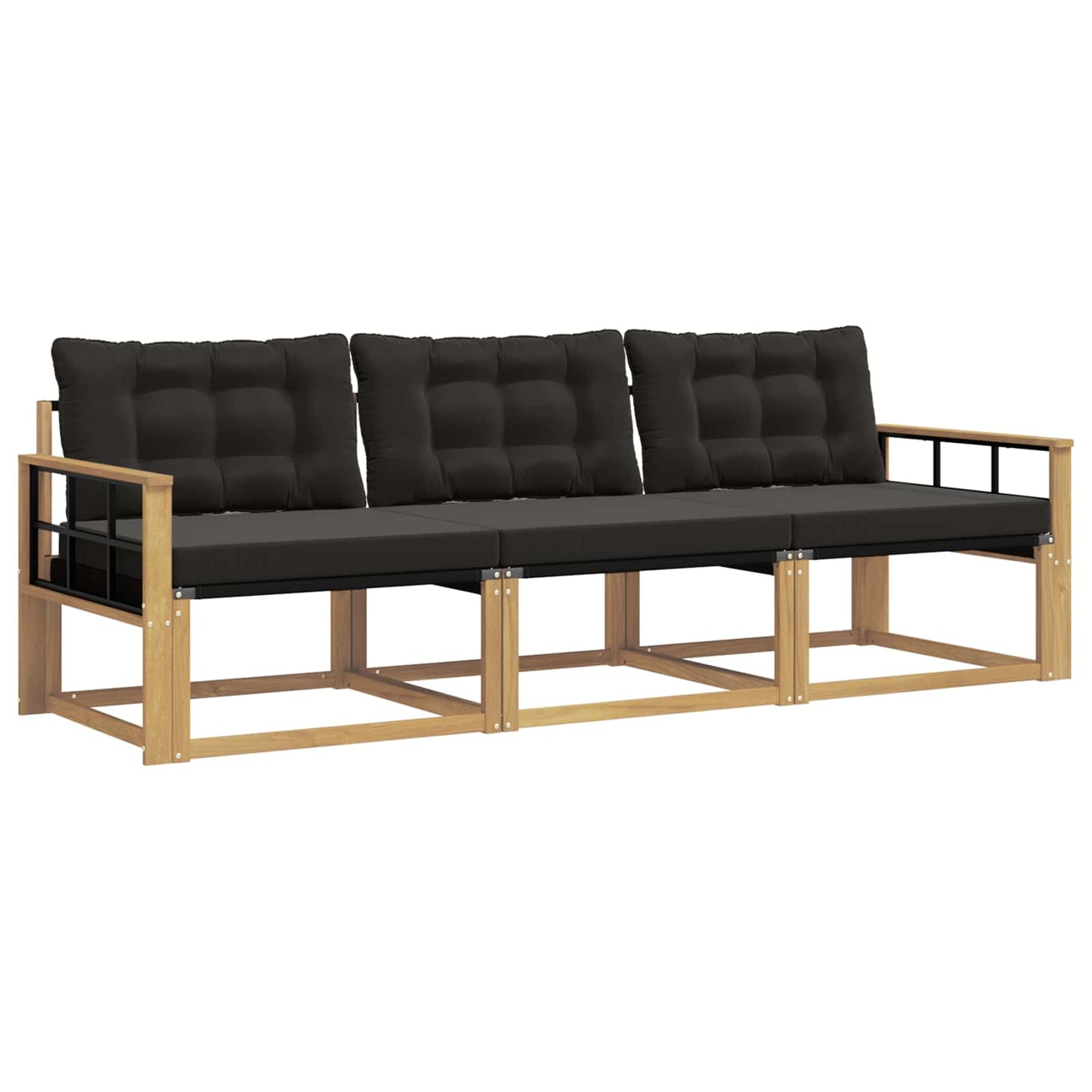 Outdoor-Sofagarnitur mit Kissen 3 pcs Weiß und Schwarz