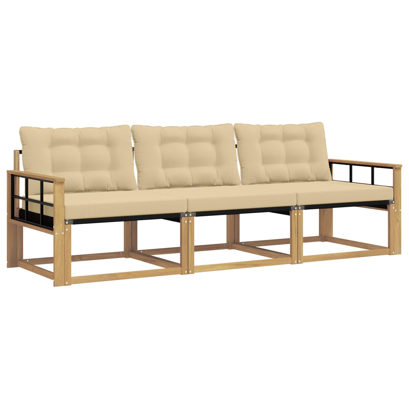 Outdoor-Sofagarnitur mit Kissen 3 pcs Weiß und Beige