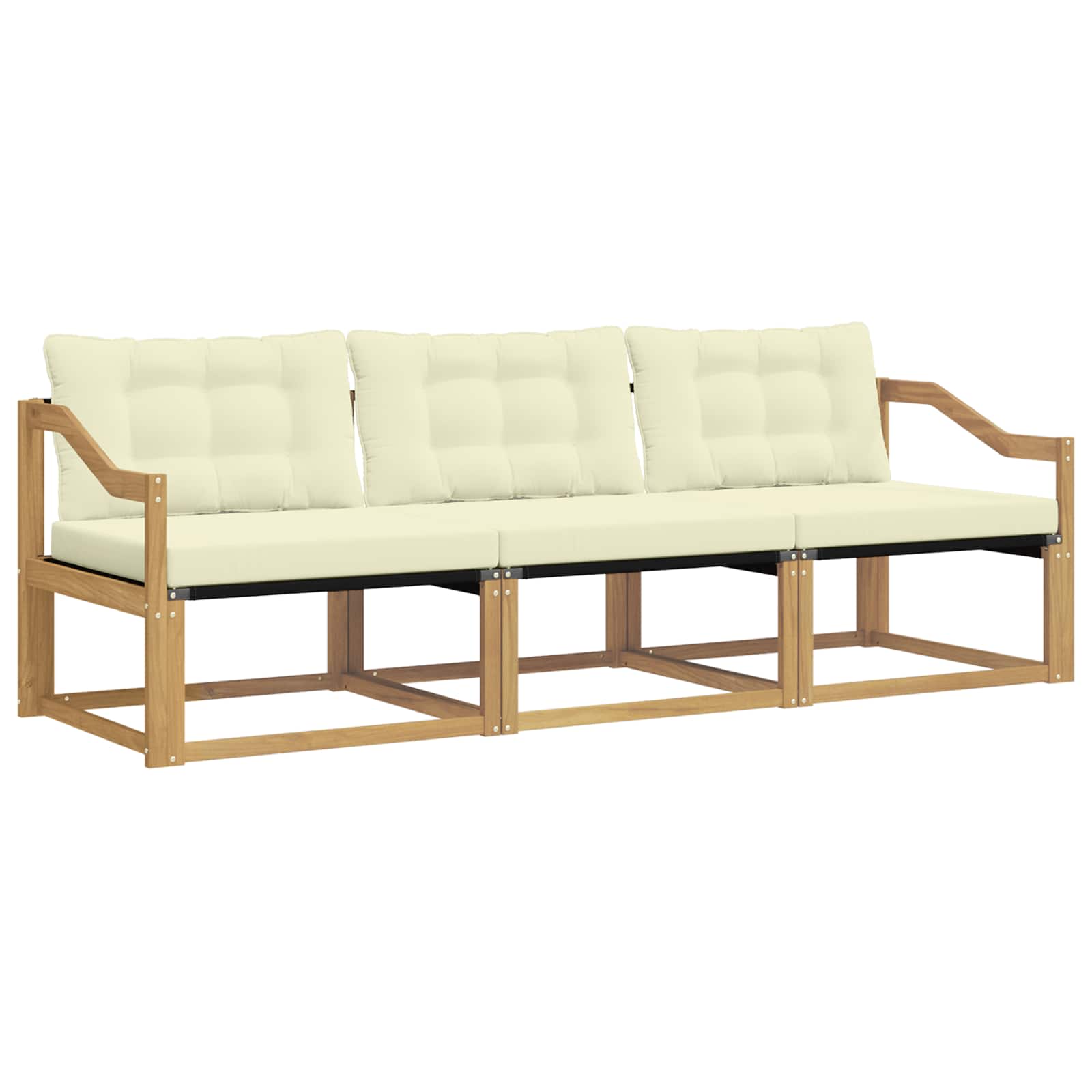 Outdoor-Sofagarnitur mit Kissen 3 pcs Weiß und Creme