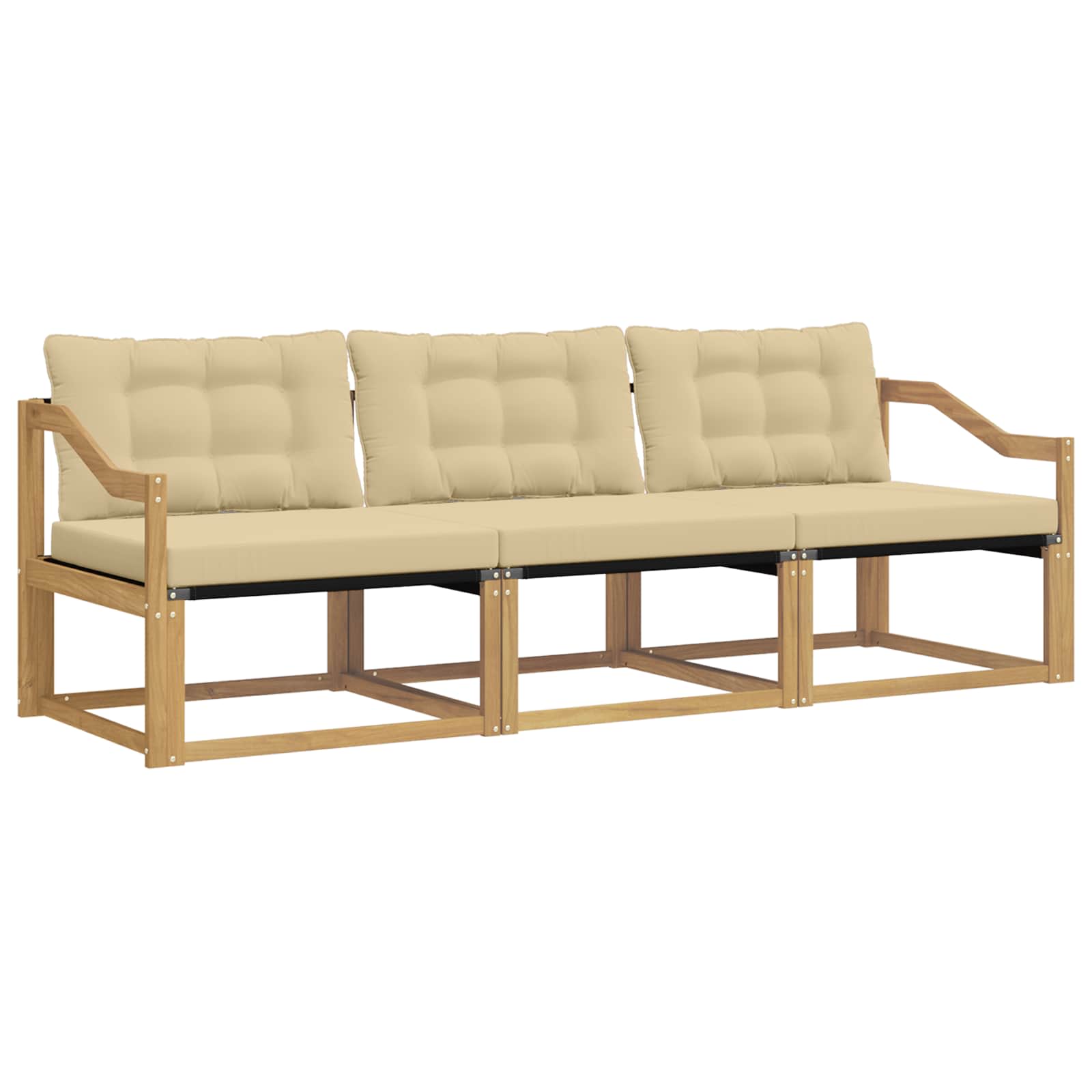 Outdoor-Sofagarnitur mit Kissen 3 pcs Weiß und Beige