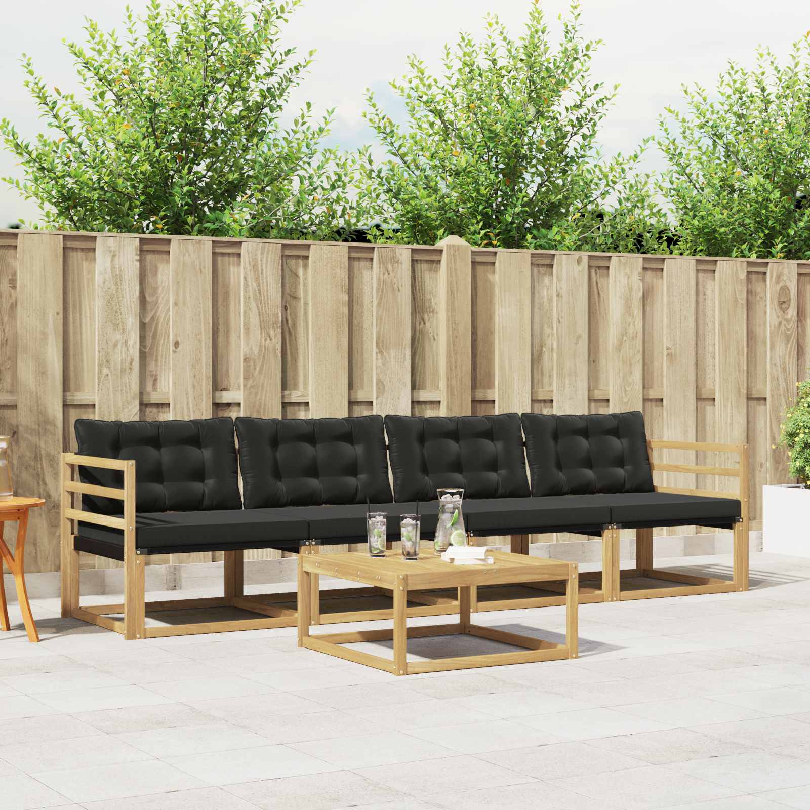 Outdoor-Sofagarnitur 5 pcs Weiß und Schwarz 79 x 79 x 37 cm