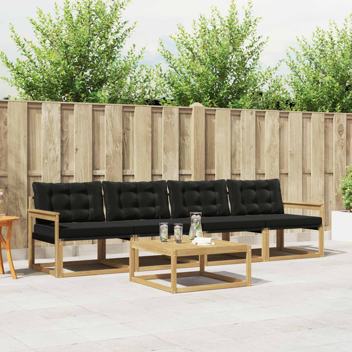 Outdoor-Sofagarnitur 5 pcs Weiß und Schwarz 79 x 79 x 37 cm
