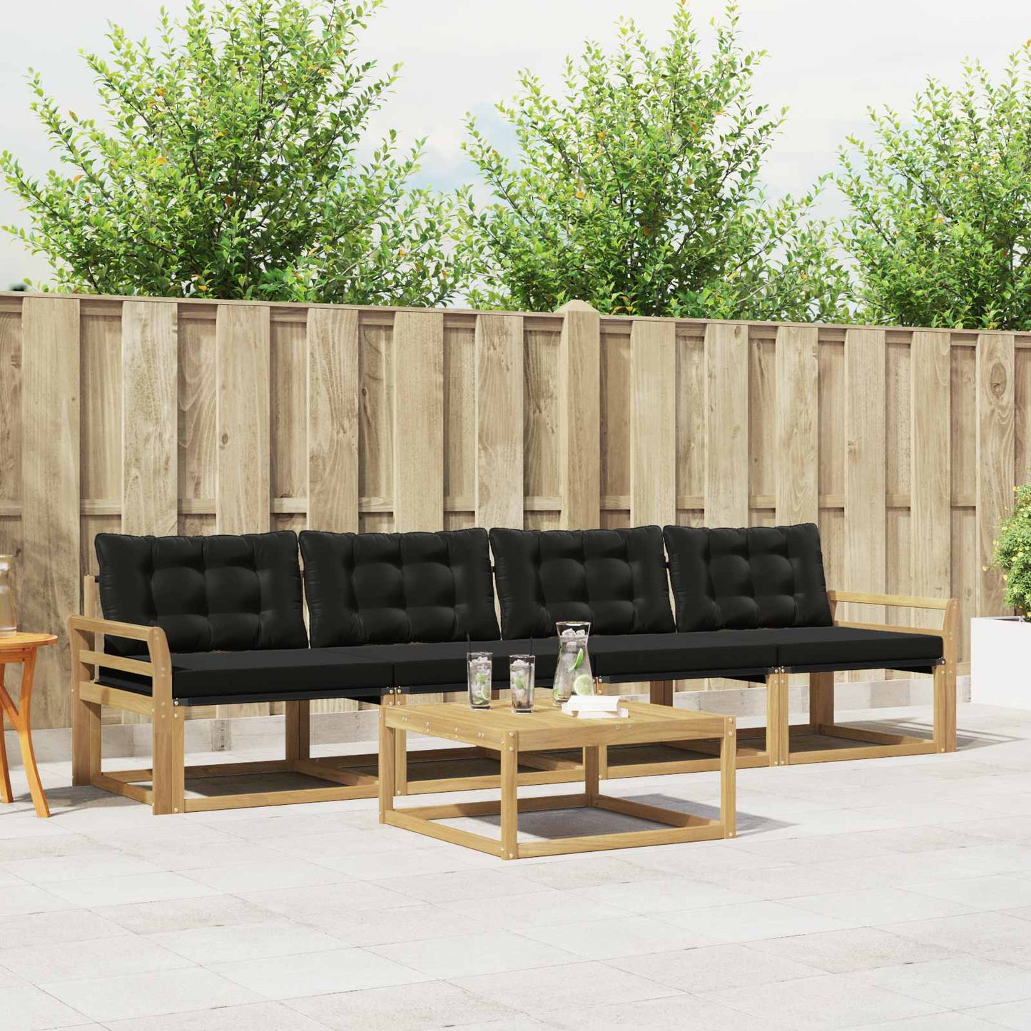 Outdoor-Sofagarnitur 5 pcs Weiß und Schwarz 79 x 79 x 37 cm