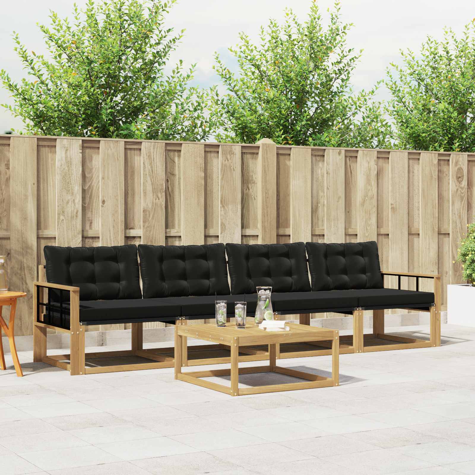 Outdoor-Sofagarnitur 5 pcs Weiß und Schwarz 79 x 79 x 37 cm