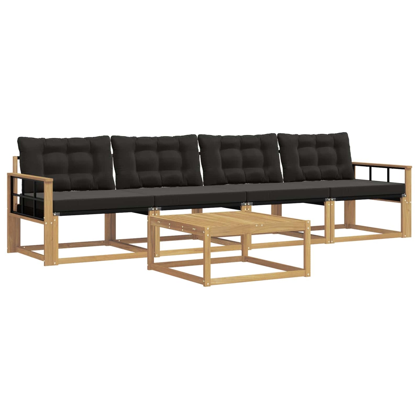 Outdoor-Sofagarnitur 5 pcs Weiß und Schwarz 79 x 79 x 37 cm